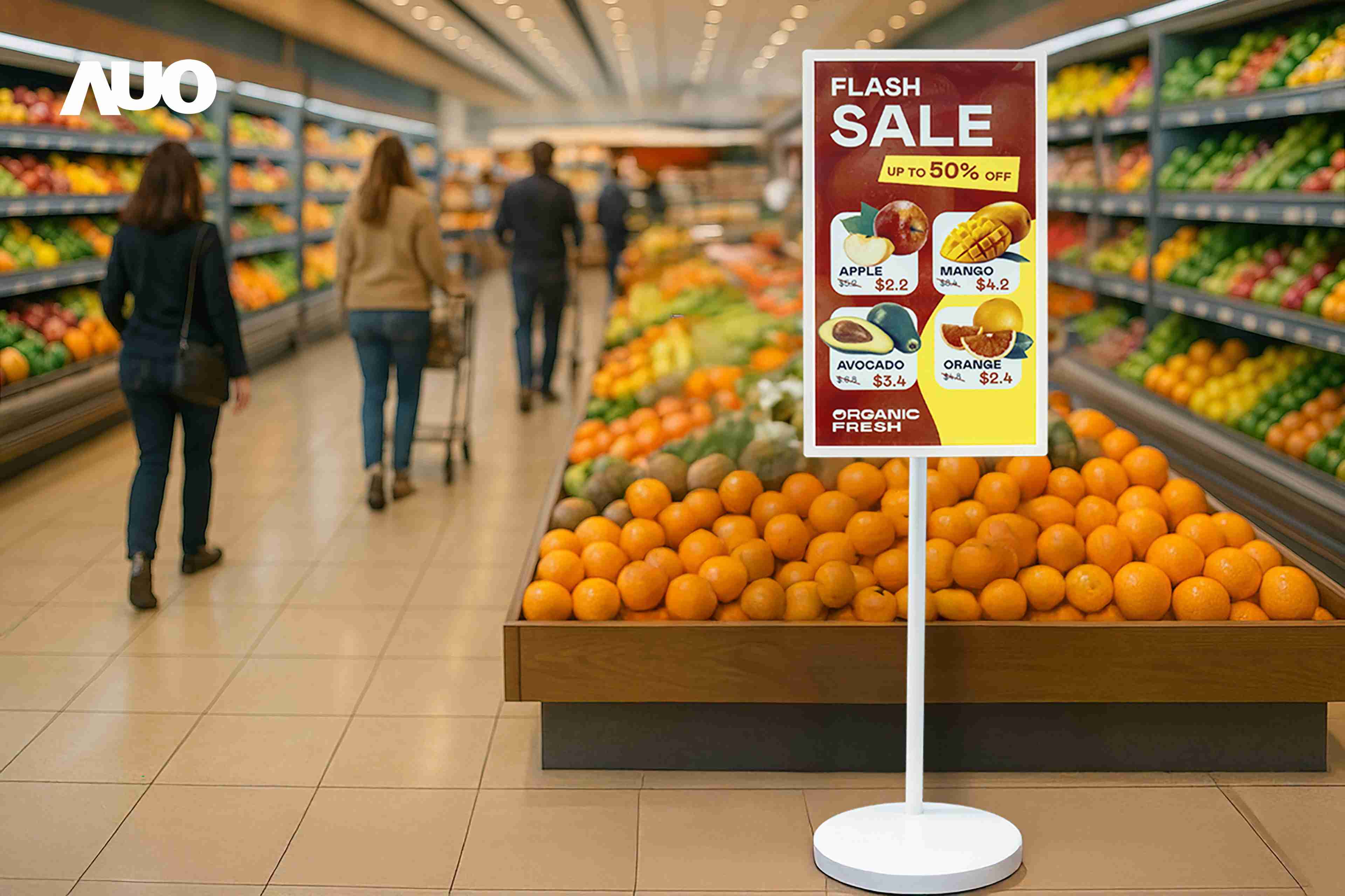 达擎首亮相低功耗、、、、全彩的〝aecoPost电子纸解决方案〞，，，仅在更新画面时需要微量的电力驱动，，，无需布建电线的便捷设计，，，，使其可灵活应用、、、、随意置放，，并可透过云端或行动装置app，，，，轻松管理及排程广告内容，，，晋升店头营销利器。。。